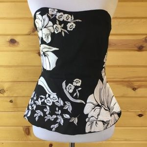 WHBM Black White Floral Bustier Top 4